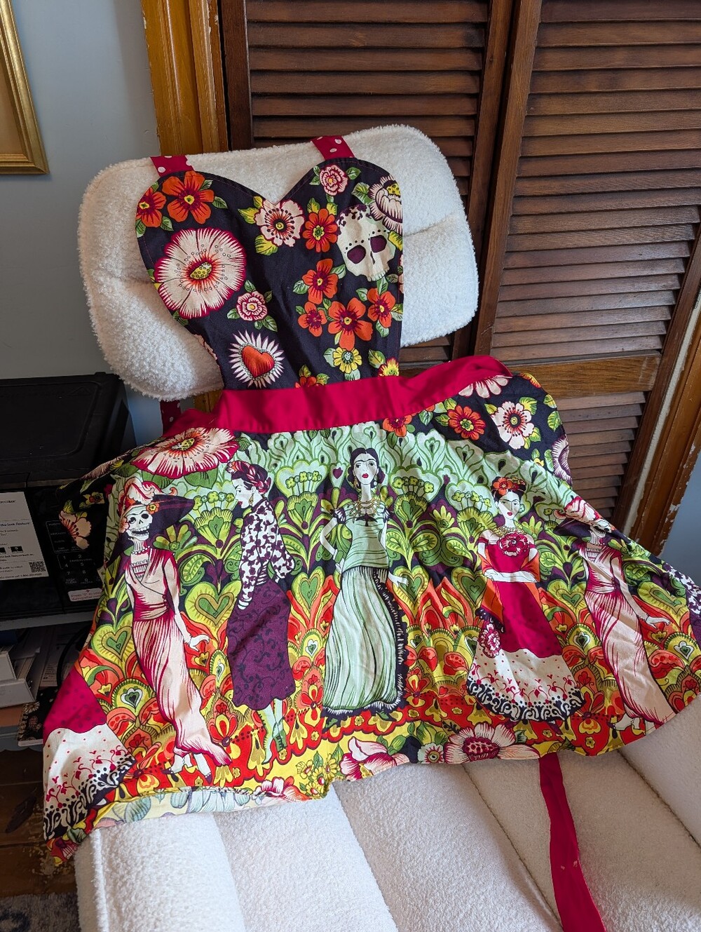 Kitchen Apron Mexican Frida Dia de los Muertos Day of the Dead NEW 100% Cotton